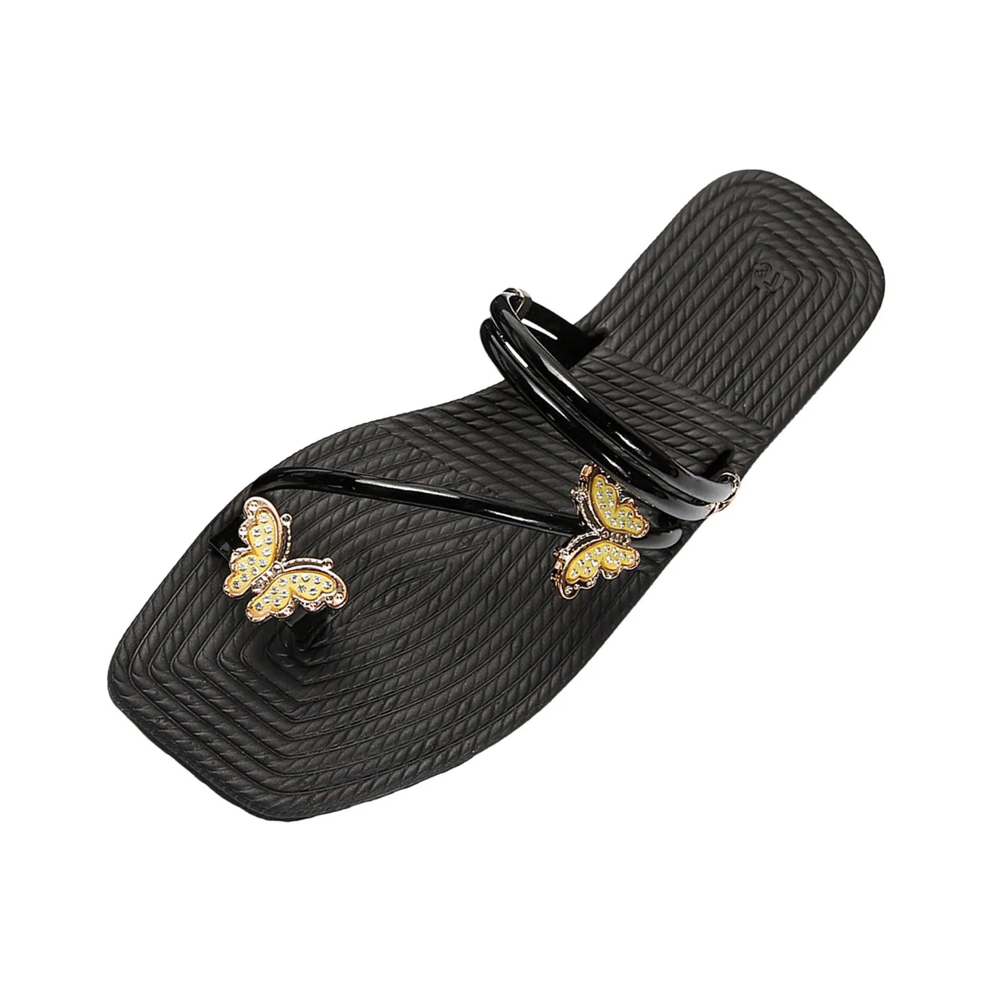 Fashionable Butterfly Pinch Toe Sandal Metal Strap Fat Sandals Summer New Holiday Outdoor Beach Sandals Shoes Woman 2024 Trend