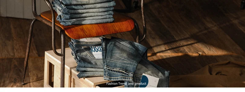 Newly Vintage Fashion Men Jeans Retro Washed Elastic Slim Fit Ripped Jeans Men Italian Style Designer Casual Denim Pants Hombre