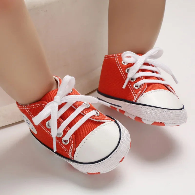 New Baby Canvas Sneaker For Newborn Sport Shoes For Baby Boys Girls Infant Toddler Soft Bottom Anti-slip First Walkers 0-18 M