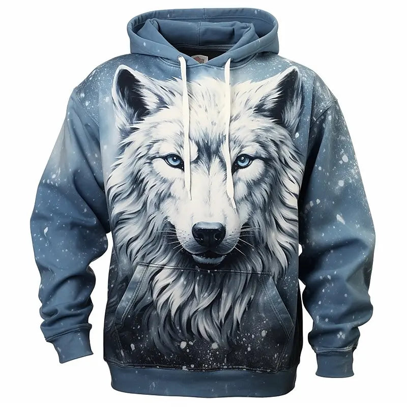 Animal Hoodie For Men Wolf Print High-Quality Men's Pullover Autumn Fashion Top Street hoodie Designer Long Sleeved Sportswear
