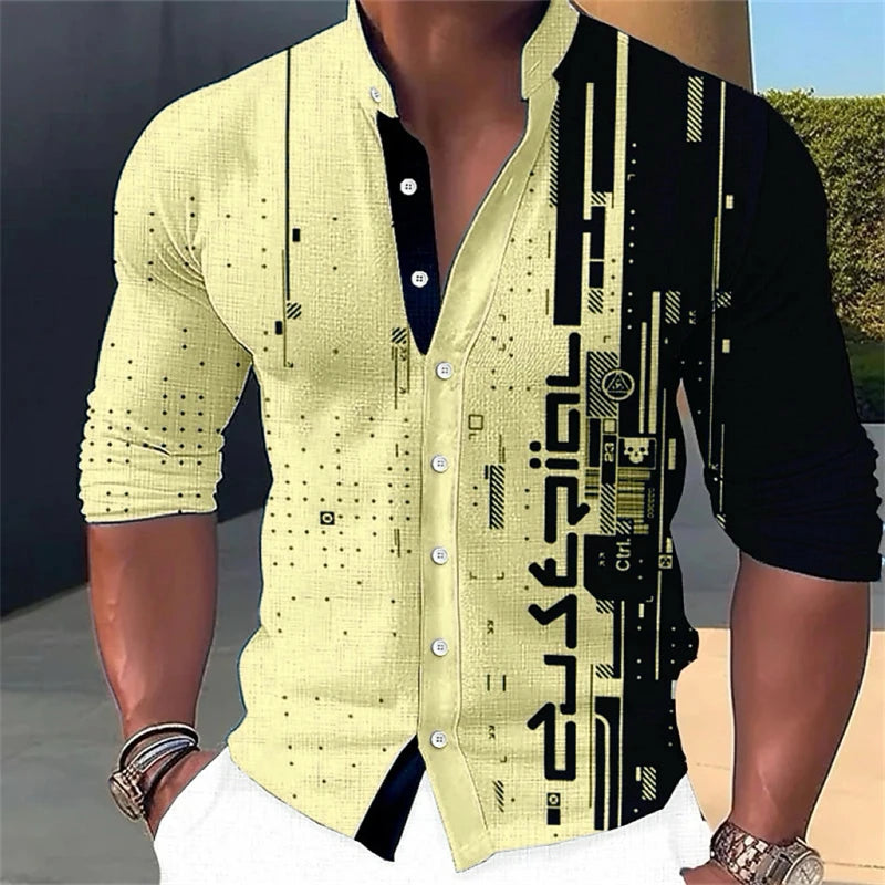 Men's shirt tie shirt 3D printing pattern clothing daily shopping fashion leisure designer stands up to large size 6xl