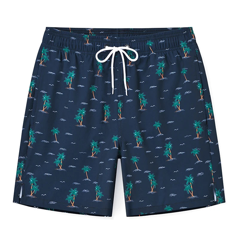 ESCATCH 2025 New Arrival Mens Swimming Trunks Compression Liner 2 in 1 Printing Quick-Dry Gym Sports Mens Shorts Zipper Pockets