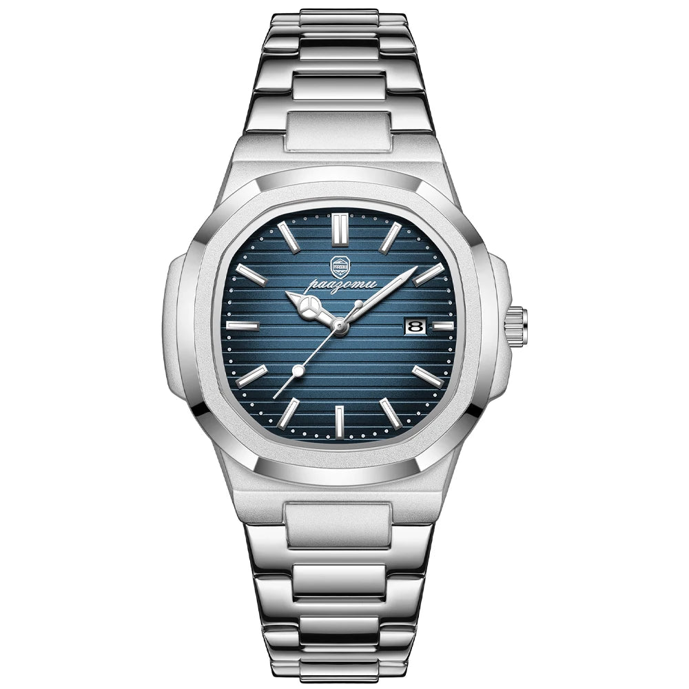 PAAZOMU Luxury Watch 2025 New Business Waterproof Male Clock Luminous Date Stainless Steel Square Quartz Men Watch reloj hombre