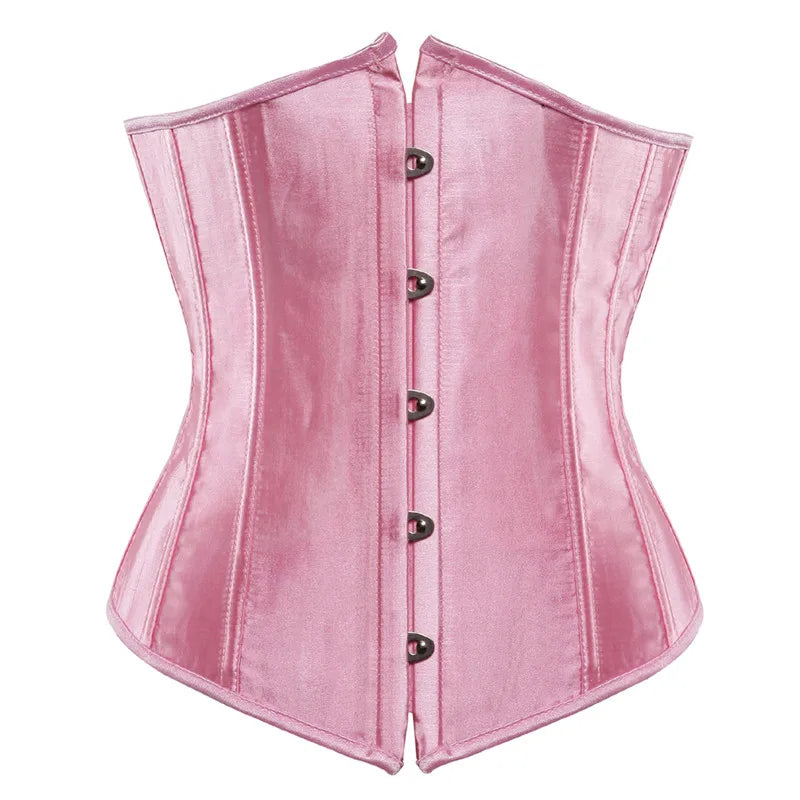 Black Corset Underbust Plus Size Sexy Women With Lacet Bodyshaper Costumes Cincher Ladies Burlesque Corselet Red Green Blue Pink