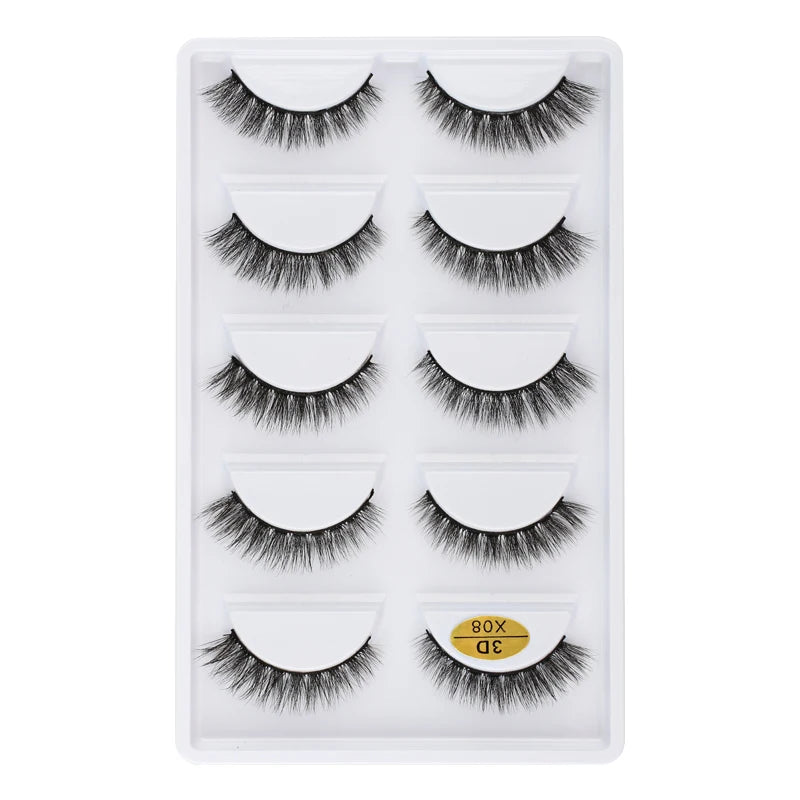 3/5 Pairs Fake Lashes Natural Long False Eyelashes Extension Fluffy 3D Mink Lashes Wispy Strip Eyelashes Makeup Tools maquillaje