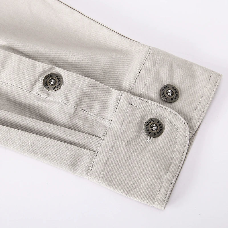 New Autumn Fashion Coton Shirts for Men Long Sleeve Multi-Pocket Cargo Shirt Solid Color Casual Outdoor Colthing Men's Shirt