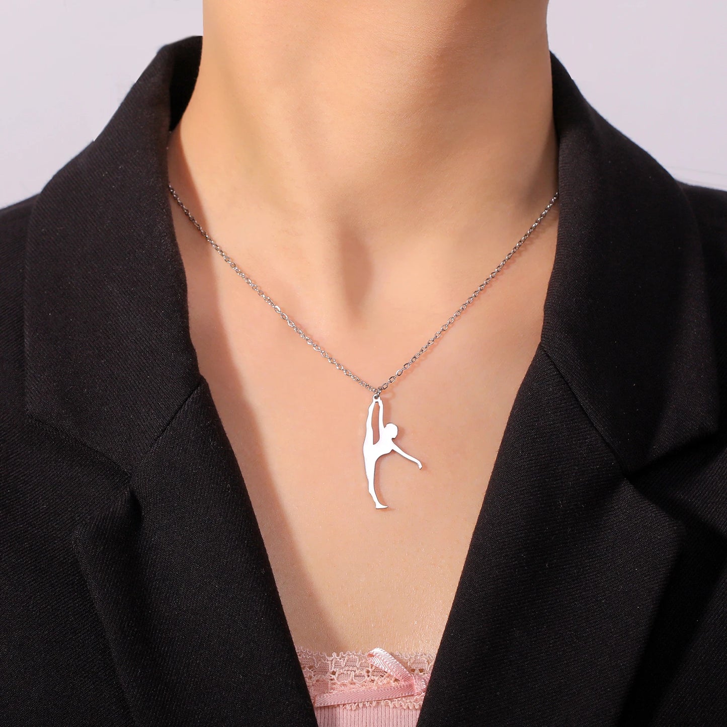 Rhythmic Gymnastics Necklace Women Trend 2025 Gymnast Stainless Steel Jewelry BFF Dancer Girl Sport Accessories Mother Day Gift