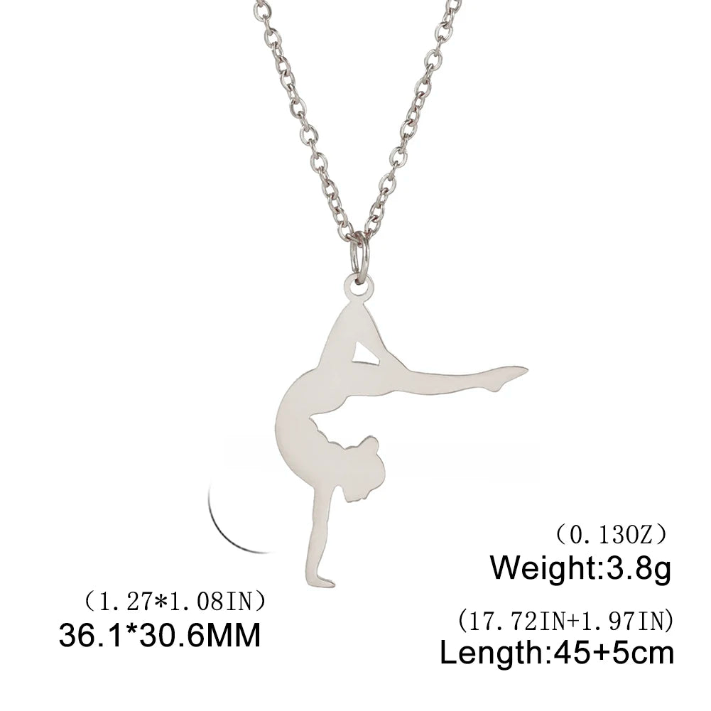 Rhythmic Gymnastics Necklace Women Trend 2025 Gymnast Stainless Steel Jewelry BFF Dancer Girl Sport Accessories Mother Day Gift