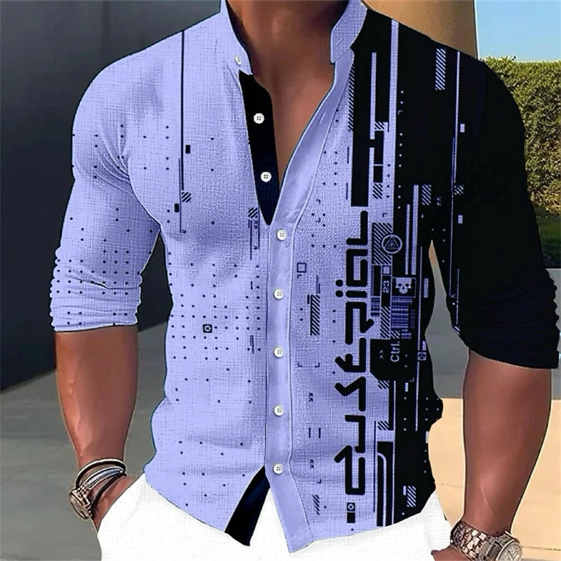 Men's shirt tie shirt 3D printing pattern clothing daily shopping fashion leisure designer stands up to large size 6xl