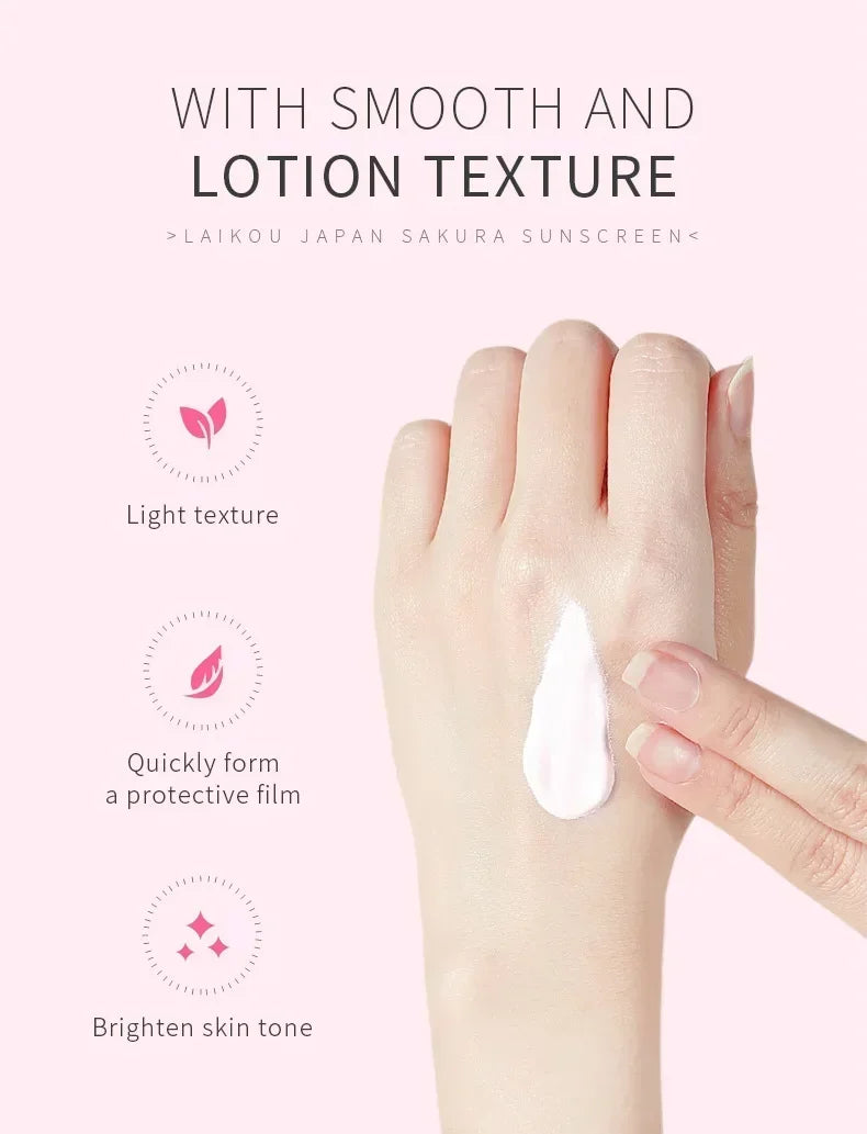 LAIKOU SPF 50 PA+++ Sakura Sunscreen For Face Body Neck Solar Blocker Long-Lasting Sun Block Facial Sunscreen Sun Cream 50g
