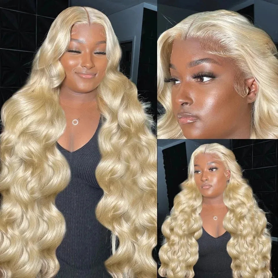 613 Curly Blonde Front Human Hair Body wave 13x4 HD Transparent Lace Frontal Wig 13x6 Brazilian Hair For Black Women