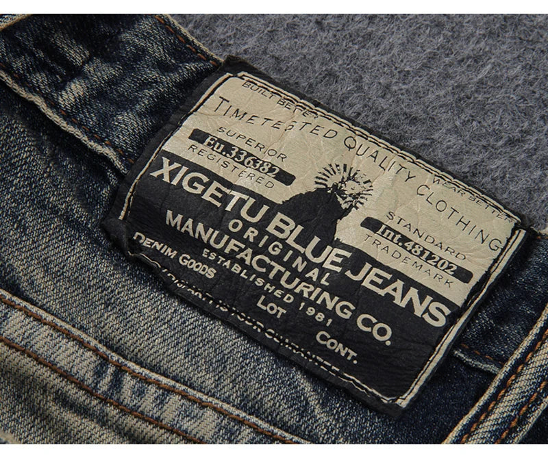 Newly Vintage Fashion Men Jeans Retro Washed Elastic Slim Fit Ripped Jeans Men Italian Style Designer Casual Denim Pants Hombre