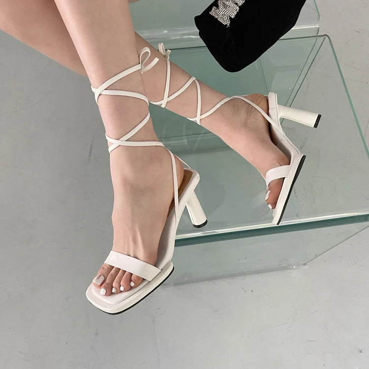 Eilyken 2025 Summer New Brand Ankle Strap Sandal Women Thin High Heel Lace-Up Dress Pumps Shoes Outdoor Gladiator Sandals