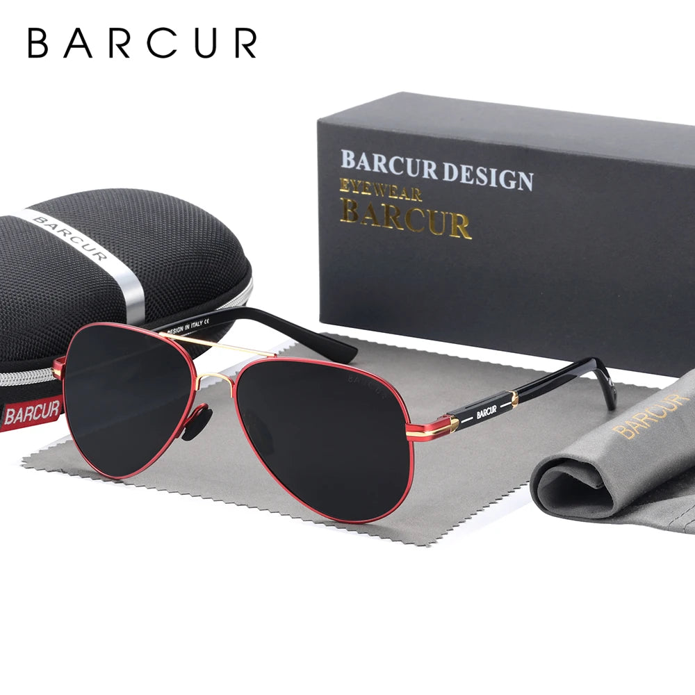 BARCUR Men Sunglasses Pilot Polarized Sun glasses Male Women accessories Driving Oculos Gafas De Sol