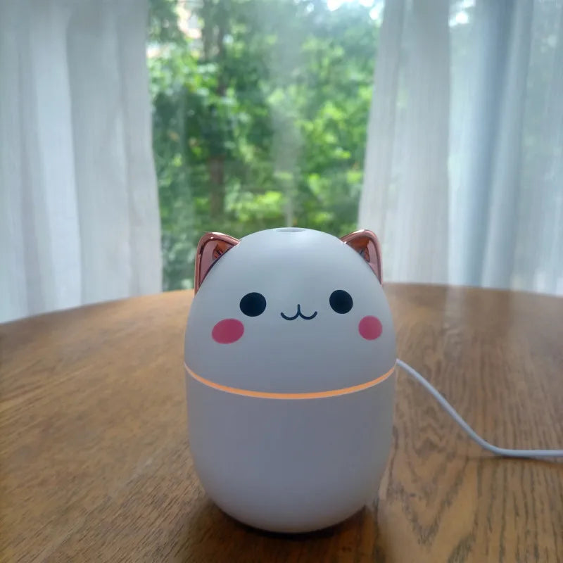 Hot Sale 250ml Cute Cat Air Humidifier Diffuser USB Mist Maker Mini Humidificador with Night Light