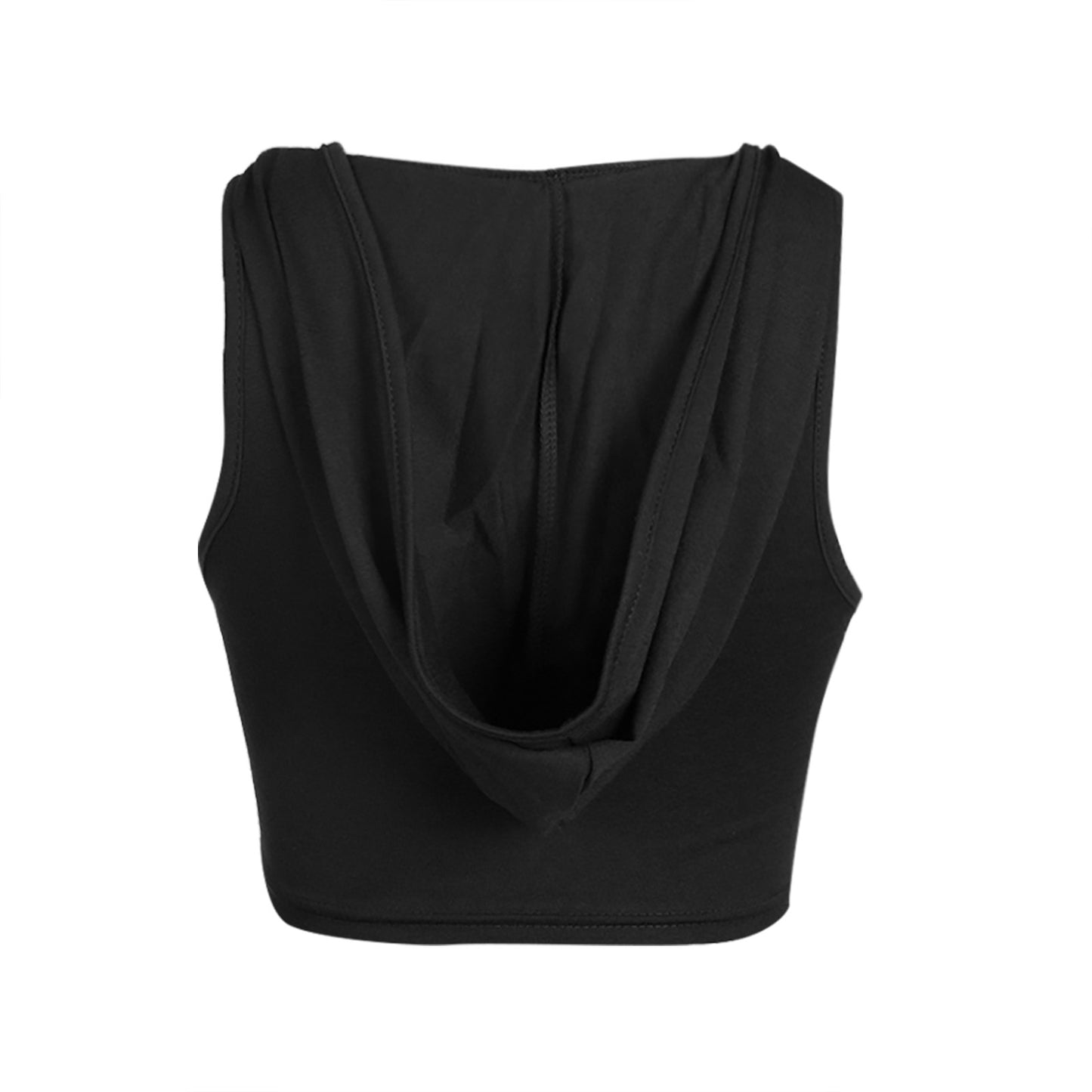 Women Crop Tops Workout U-neck Sportswear Fitness Short Top 2025 Summer Women's hoody t-shirt Hooded Sleeveless Cropped Vest Top