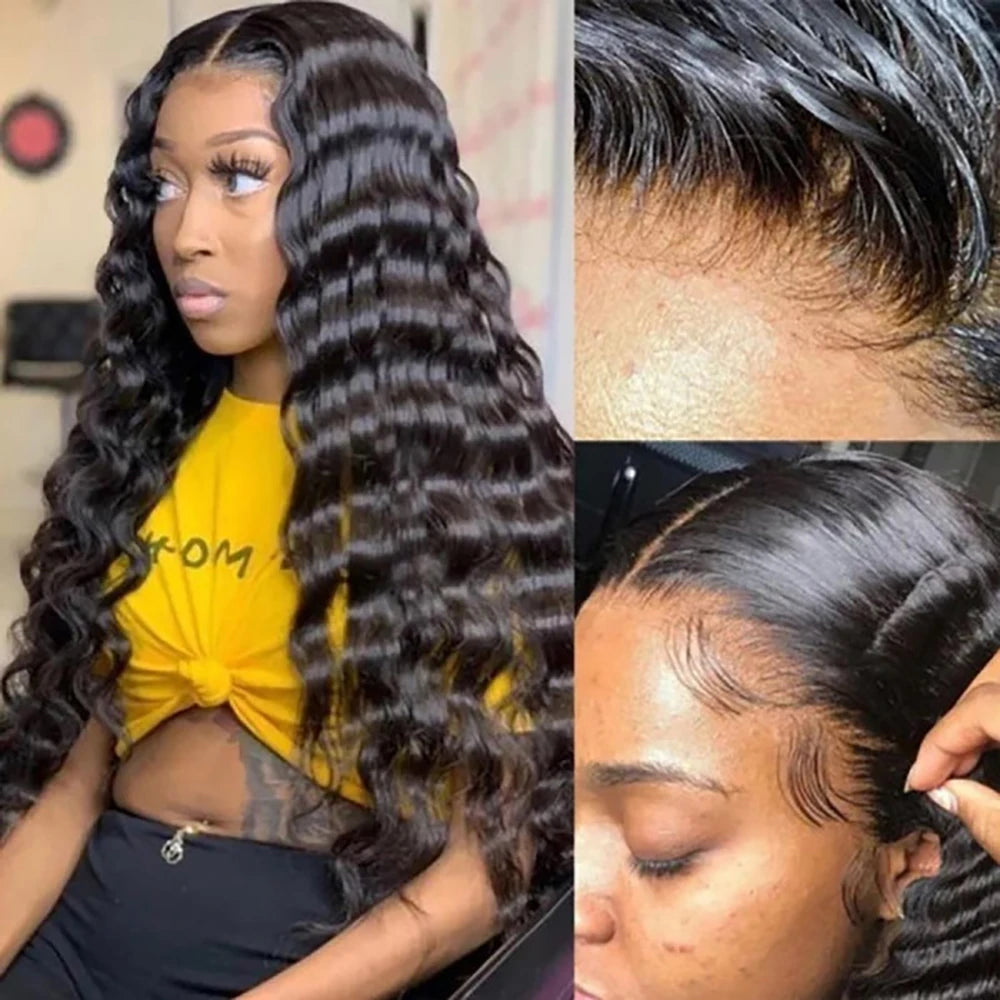 30 40 Inch Loose Wave 13x4 13x6 HD Lace Frontal Wig 250% Raw Hair Brazilian Deep Wave Curly Wigs Human Hair Preplucked For Women
