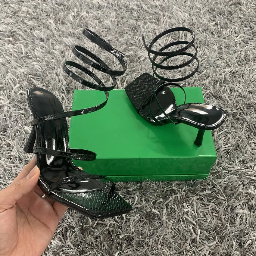 New Fashion Summer Women High Heels Sandals Thin Low Heel Narrow Band Rome Sandal Gladiator Ankle Cross Strap Sandal Shoes Woman