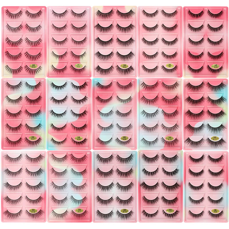3/5 Pairs Fake Lashes Natural Long False Eyelashes Extension Fluffy 3D Mink Lashes Wispy Strip Eyelashes Makeup Tools maquillaje