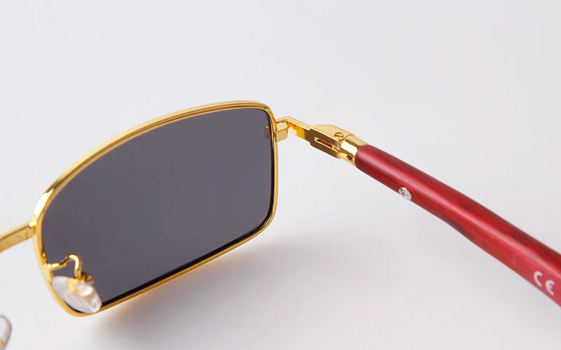 Luxury Brown Rimless Rectangle Men Sunglasses Clear Lens Wood Square Sun Glasses Spectacle Plain Frameless Women Eyewear Shades