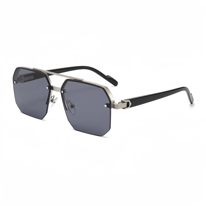 Oversize Retro Double Bridges Polygon Square Metal Men Sunglasses Fashion Gradient Shades UV400 Trending Women Sun Glasses