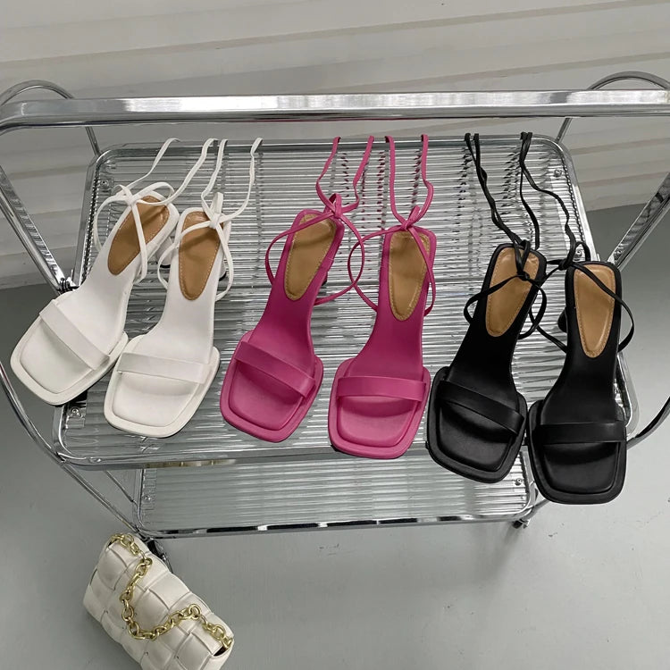 Eilyken 2025 Summer New Brand Ankle Strap Sandal Women Thin High Heel Lace-Up Dress Pumps Shoes Outdoor Gladiator Sandals