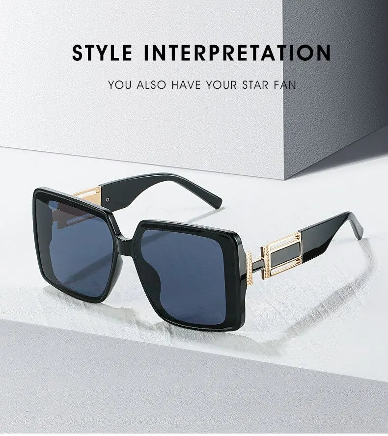 New Luxury Oversized Men Sunglasses Brand Designer Sun Glasses For Women Fashion Gradient Square Shades