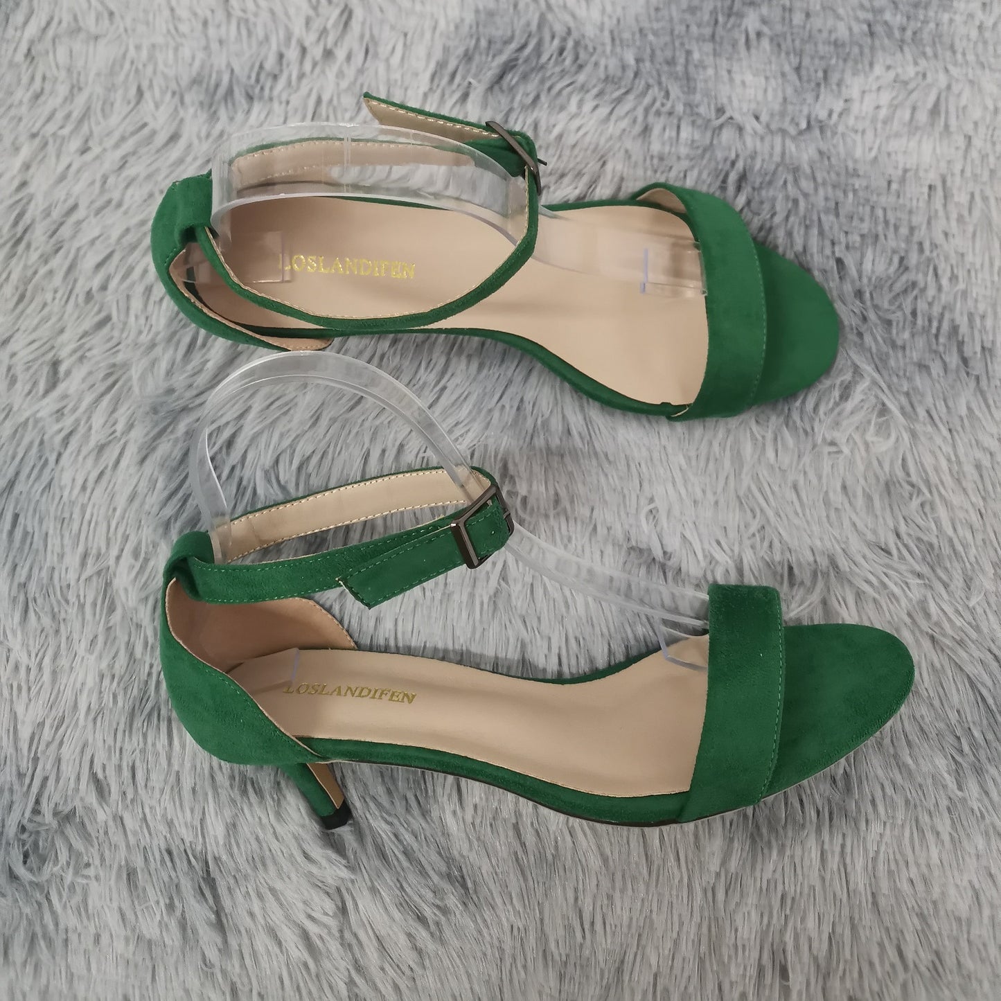 LOSLANDIFEN Summer Low Heels Ankle Strap Sandal Open Toes Sexy High Wedding Party Shoes Plus Size Women Sandals 105-2VE