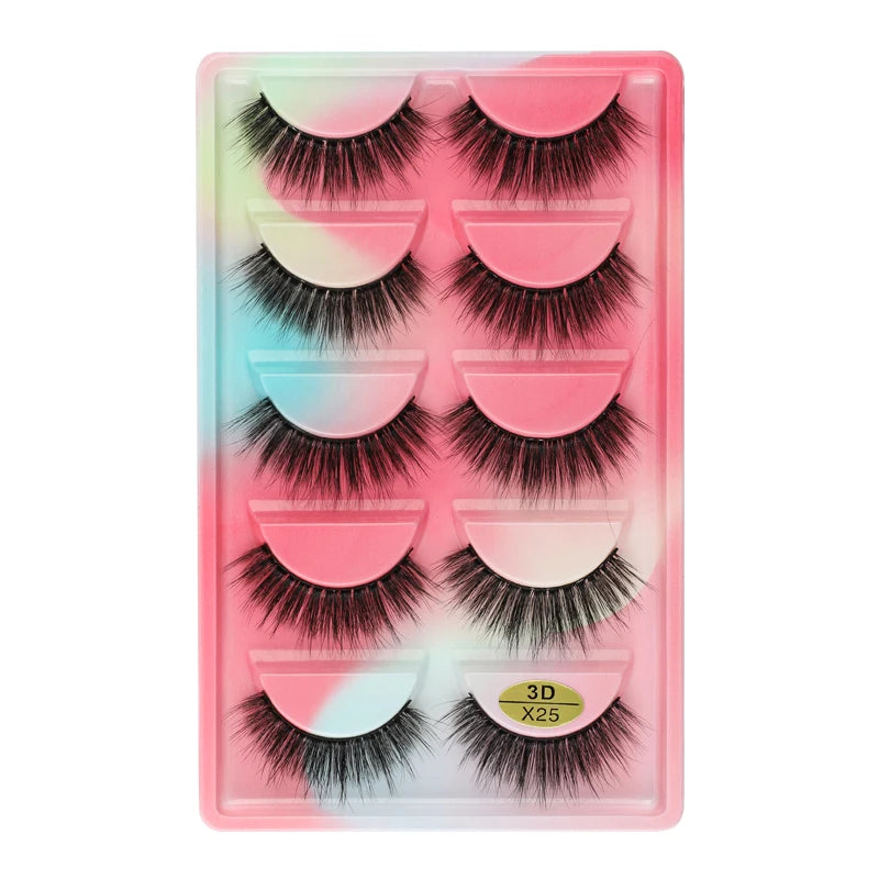 3/5 Pairs Fake Lashes Natural Long False Eyelashes Extension Fluffy 3D Mink Lashes Wispy Strip Eyelashes Makeup Tools maquillaje