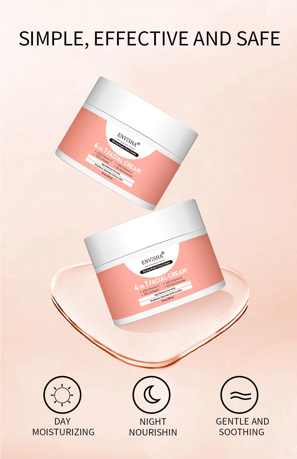 Collagen Facial Cream Face Skin Care Anti-Aging Wrinkle Whitening Deeply Moisturizing Shrink Pores Hyaluronic Acid Niacinamide