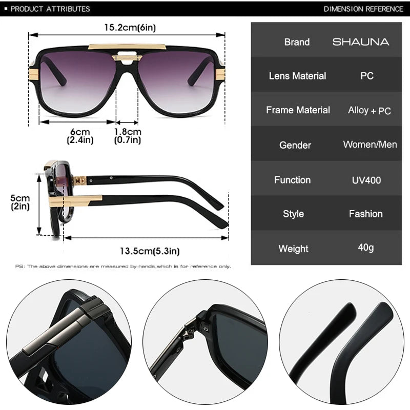 SHAUNA Retro Double Bridges Square Men Sunglasses Fashion Brand Designer Orange Blue Shades UV400 Women Sun Glasses