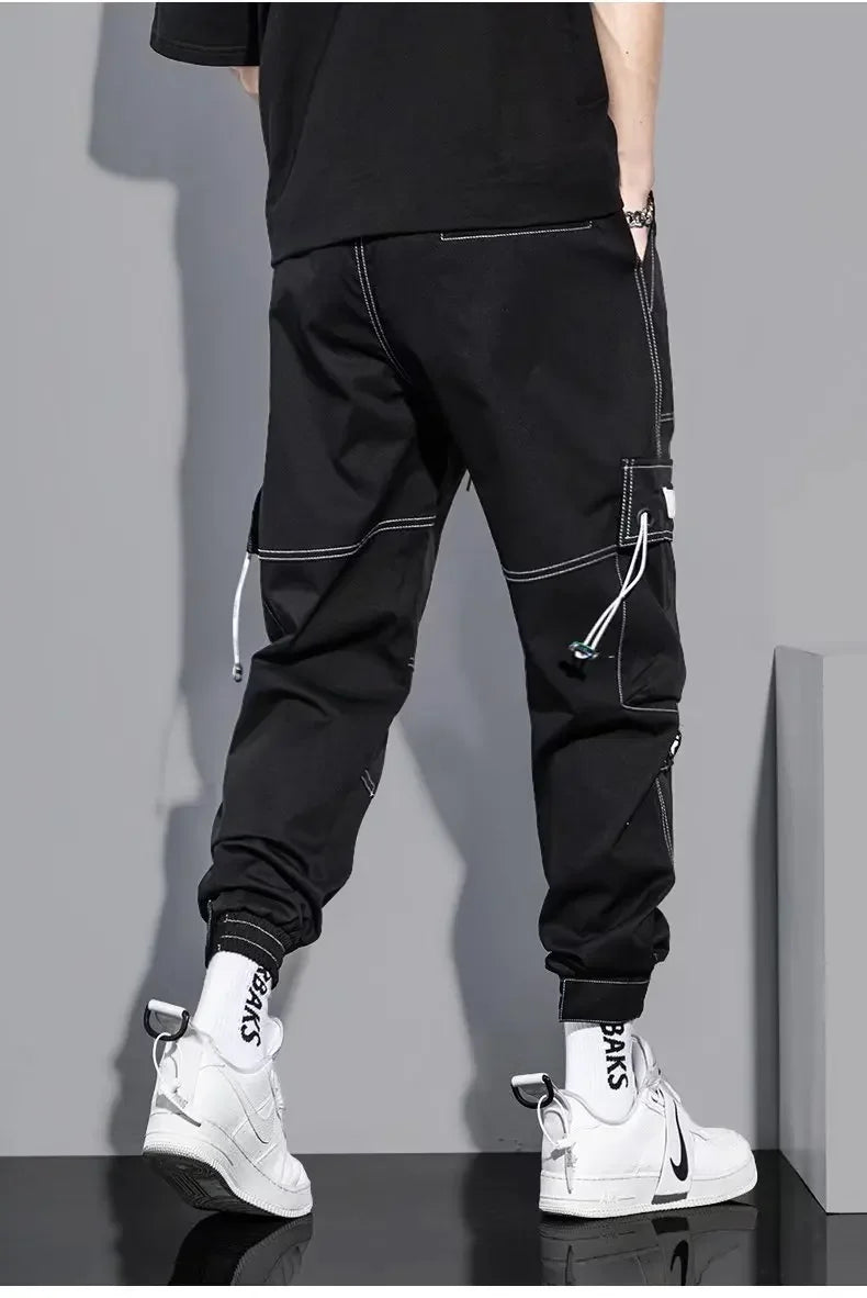 Spring Summer Korean Style Trendy Casual Men's Pants Loose Fit Work Trousers Versatile Pocket Long Leg Pants
