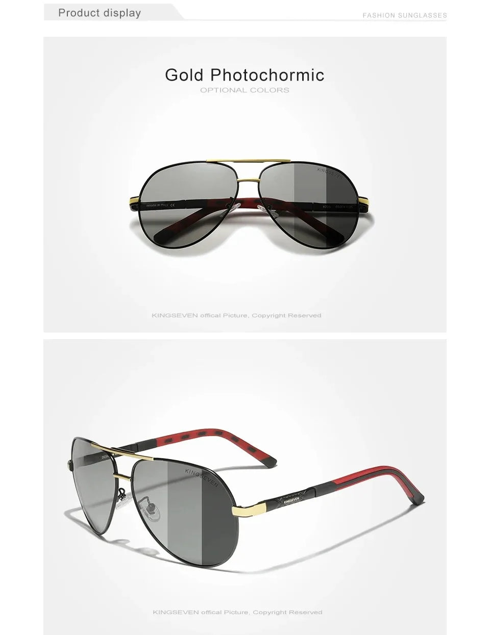 KINGSEVEN Brand Classic Pilot Men Sunglasses Polarized UV400 Lens Luxury Retro Driving Glasses Women Large Frame Causal Eyewear
