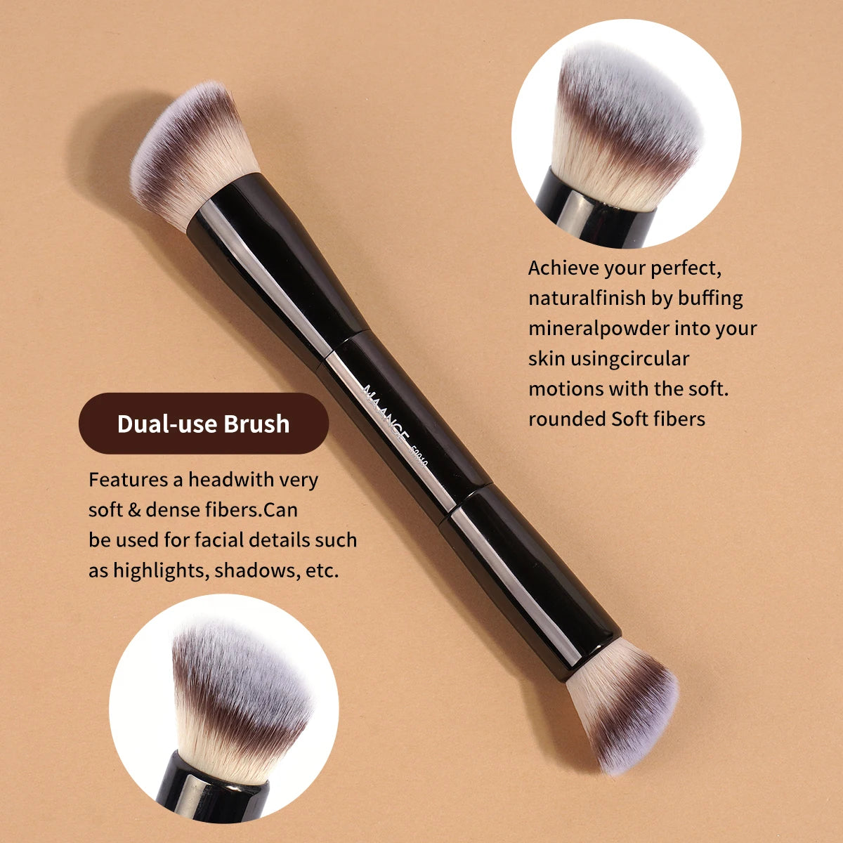 MAANGE Double-Ended Contour Brush Angled Foundation Sculpting Brush Powder Blush Brush Women Cosmetic Makeup Tools Facial Brush