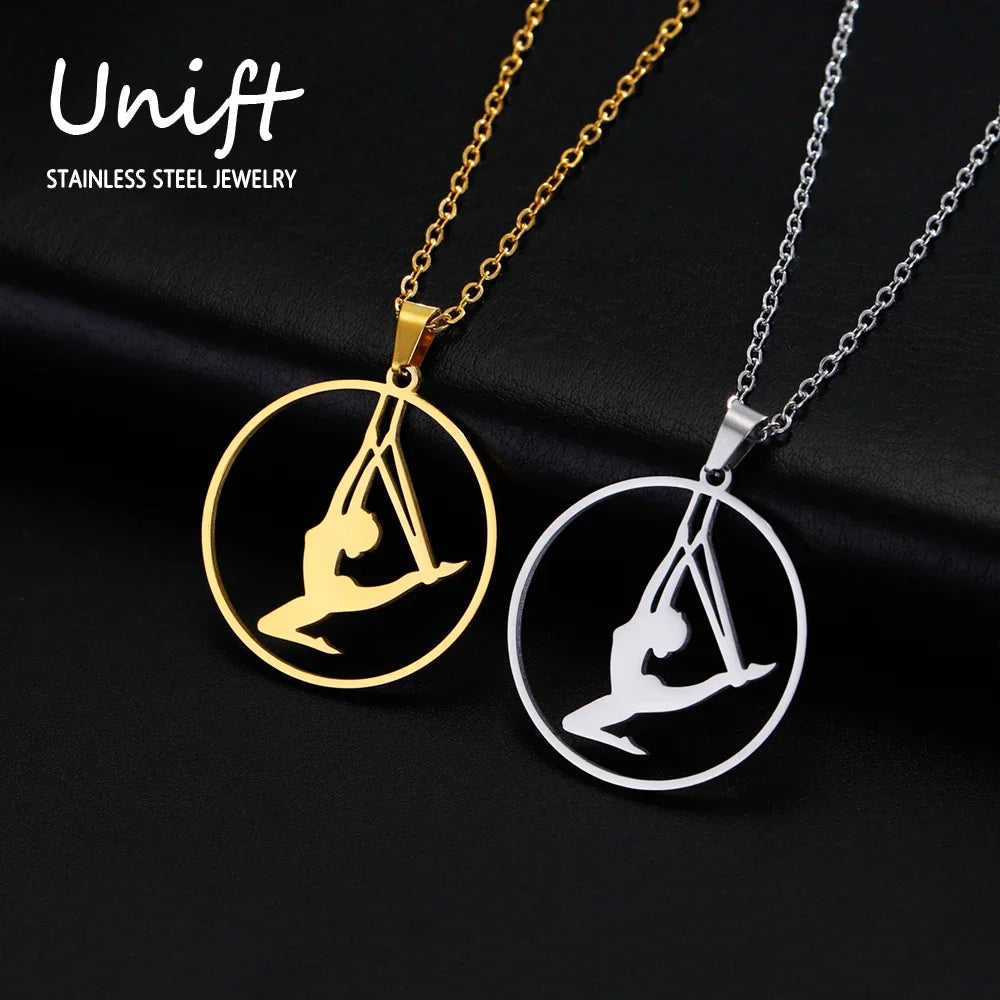 Rhythmic Gymnastics Necklace Women Trend 2025 Gymnast Stainless Steel Jewelry BFF Dancer Girl Sport Accessories Mother Day Gift