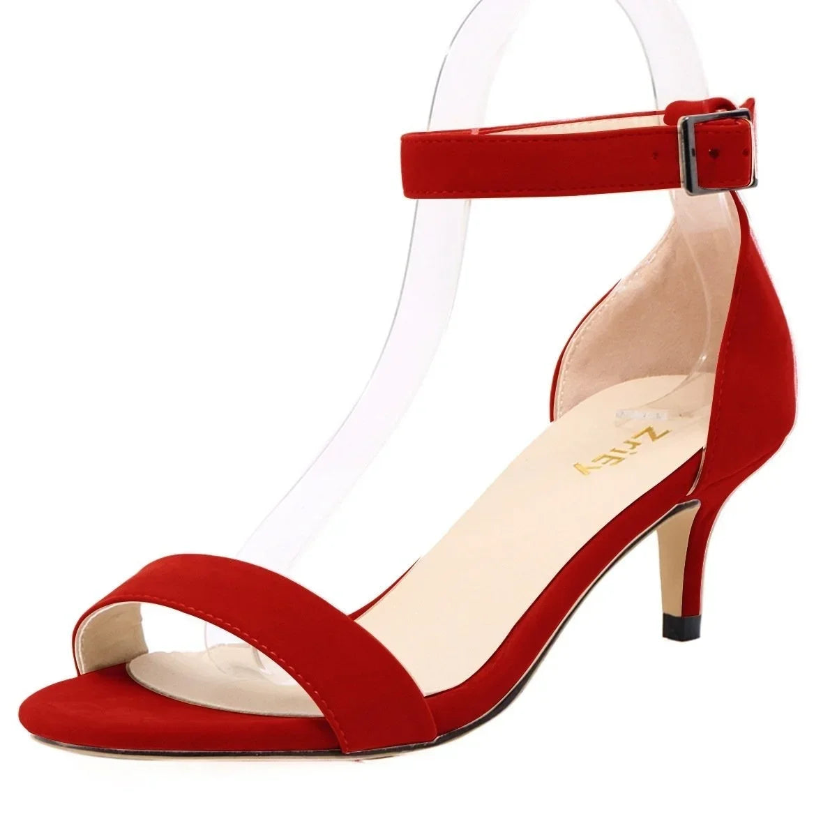 LOSLANDIFEN Summer Low Heels Ankle Strap Sandal Open Toes Sexy High Wedding Party Shoes Plus Size Women Sandals 105-2VE