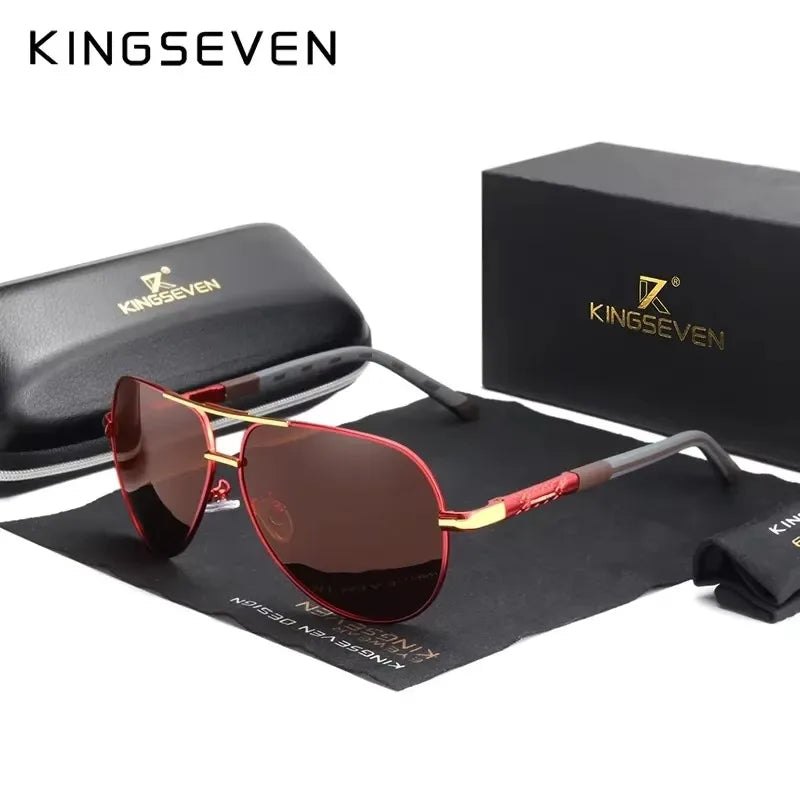 KINGSEVEN Brand Classic Pilot Men Sunglasses Polarized UV400 Lens Luxury Retro Driving Glasses Women Large Frame Causal Eyewear