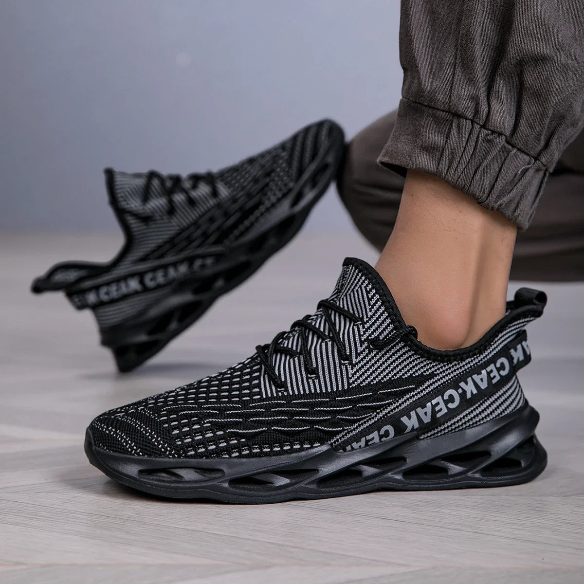 YRZL Sneakers Men Mesh Breathable Running Sport Shoes Man Light Soft Thick Sole Hole Mens Shoes Athletic Sneakers for Men