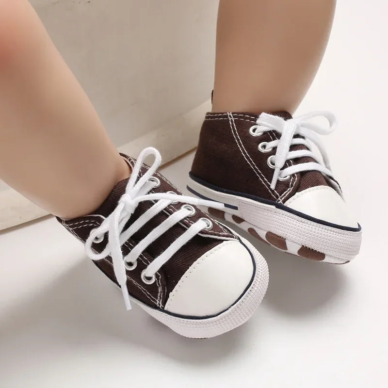 New Baby Canvas Sneaker For Newborn Sport Shoes For Baby Boys Girls Infant Toddler Soft Bottom Anti-slip First Walkers 0-18 M
