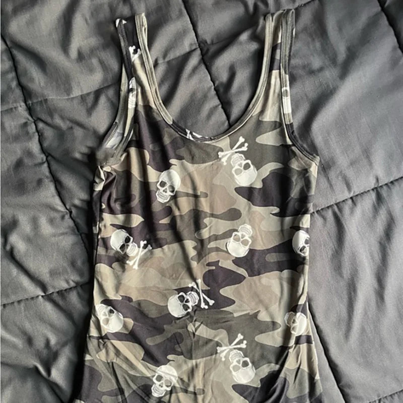 Rock Gothic Spicy Girls Y2k Tube top Skull Harajuku Graphic Print Retro Tank Top Hip Hop Sleeveless Top Punk Streetwear Crop top