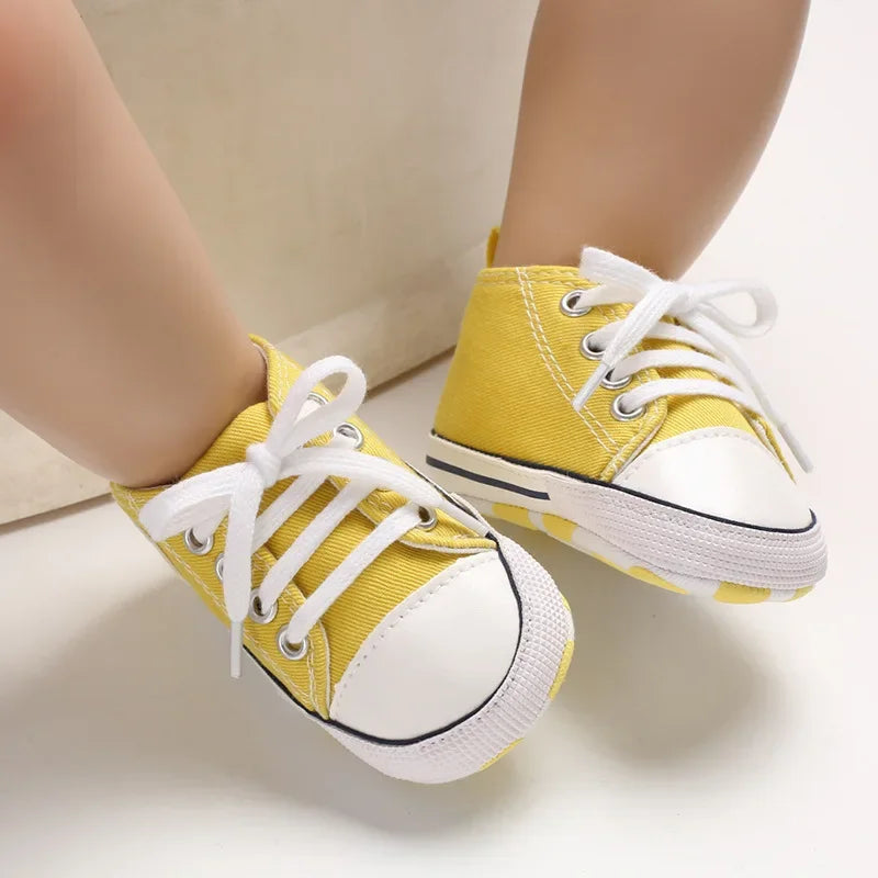 New Baby Canvas Sneaker For Newborn Sport Shoes For Baby Boys Girls Infant Toddler Soft Bottom Anti-slip First Walkers 0-18 M