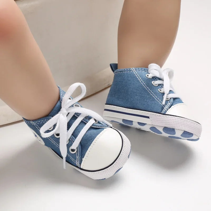 New Baby Canvas Sneaker For Newborn Sport Shoes For Baby Boys Girls Infant Toddler Soft Bottom Anti-slip First Walkers 0-18 M