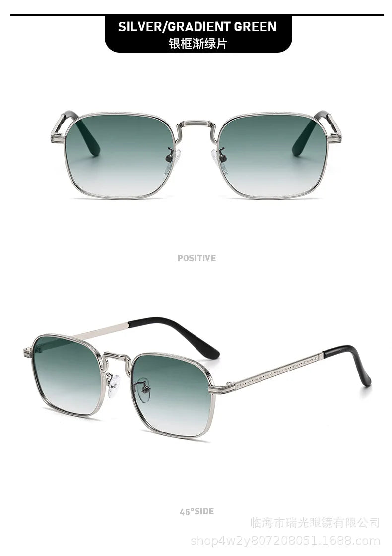 New Square Oval Metal Sunglasses Fashionable Retro Men Sunglasses Women Personalized Uv Resistant Eyeglass Luxury Design Uv400 