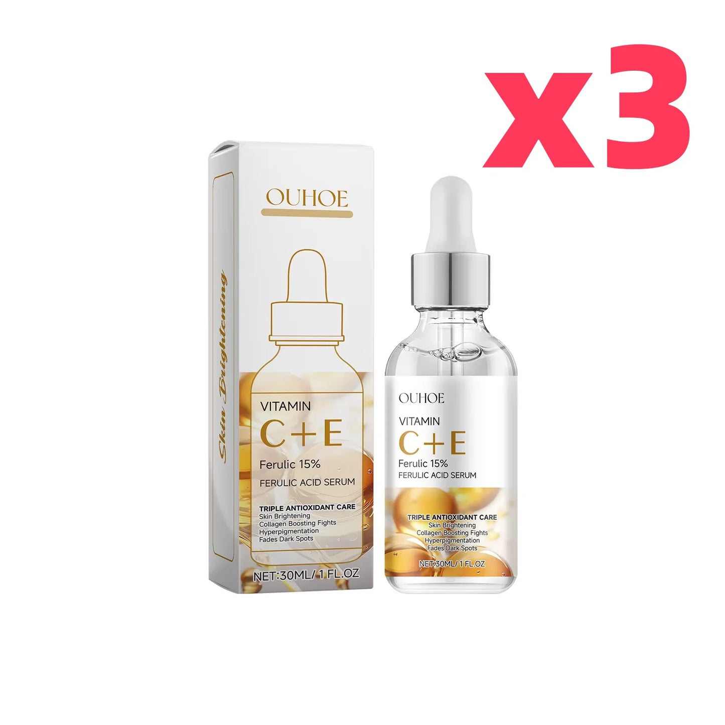 Ferulic Acid Serum Fade Fine Lines Firming Moisturizing Brightening Shrink Pores Vitamin C E Facial Essence Nourishing Skin Care