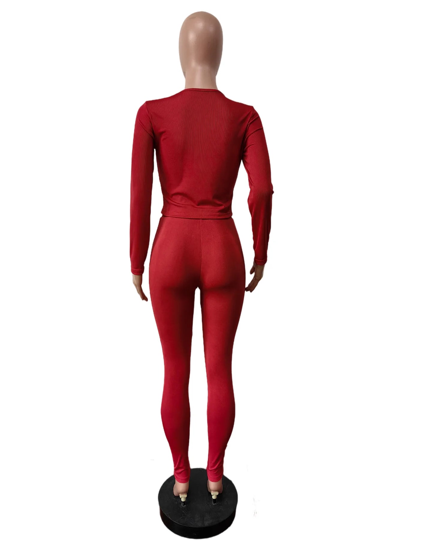 FAGADOER Autumn Winter New Ribbing 2 Piece Sets Women Outfit Solid Long Sleeve Crop Top + High Waist Leggings Suits Sportswear