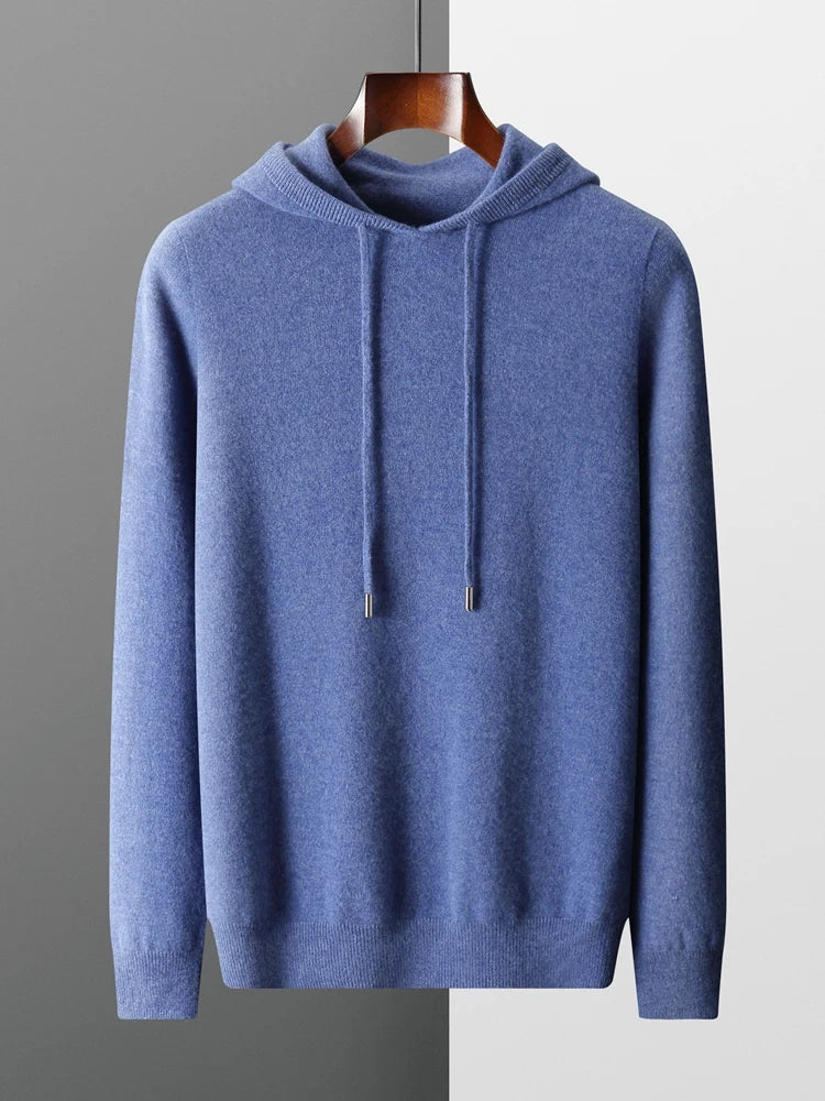High Quality Men's Hoodies Spring Autumn Pullover Sweater Smart Casual 100% Merino Wool Knitwear Comfort Korean Popular Clothes