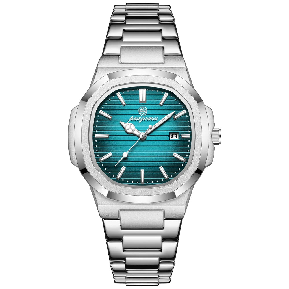 PAAZOMU Luxury Watch 2025 New Business Waterproof Male Clock Luminous Date Stainless Steel Square Quartz Men Watch reloj hombre