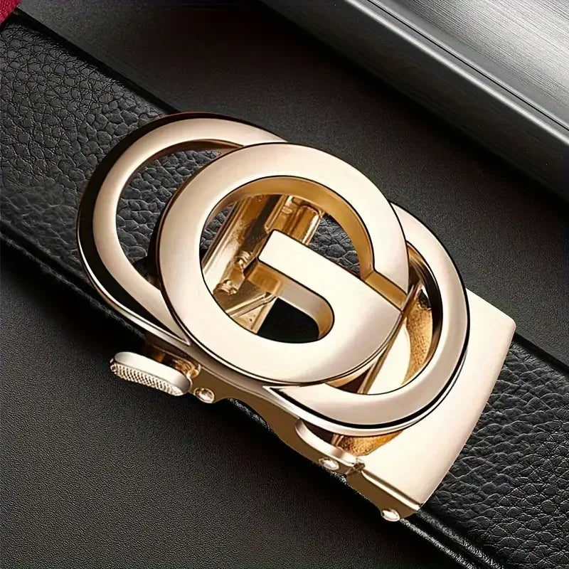Fashion Business Men'S Belt Genuine Luxury Brand Metal Buckle Belt High-Quality PU Leather Soft Belt With Cargo Pants Jeans