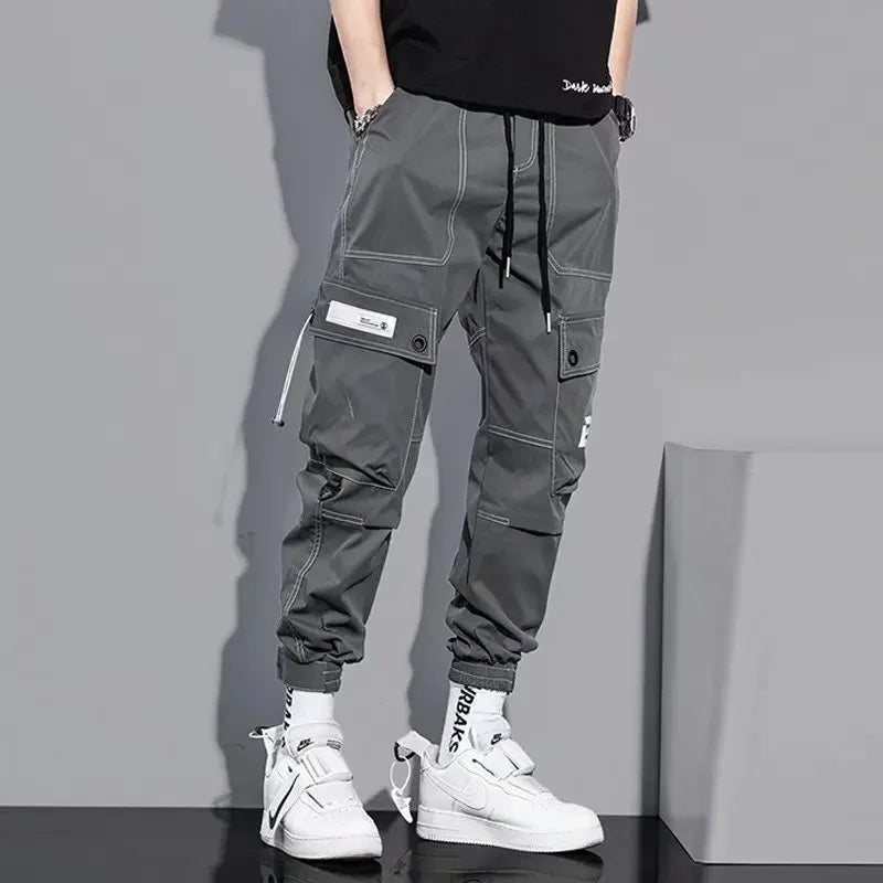 Spring Summer Korean Style Trendy Casual Men's Pants Loose Fit Work Trousers Versatile Pocket Long Leg Pants