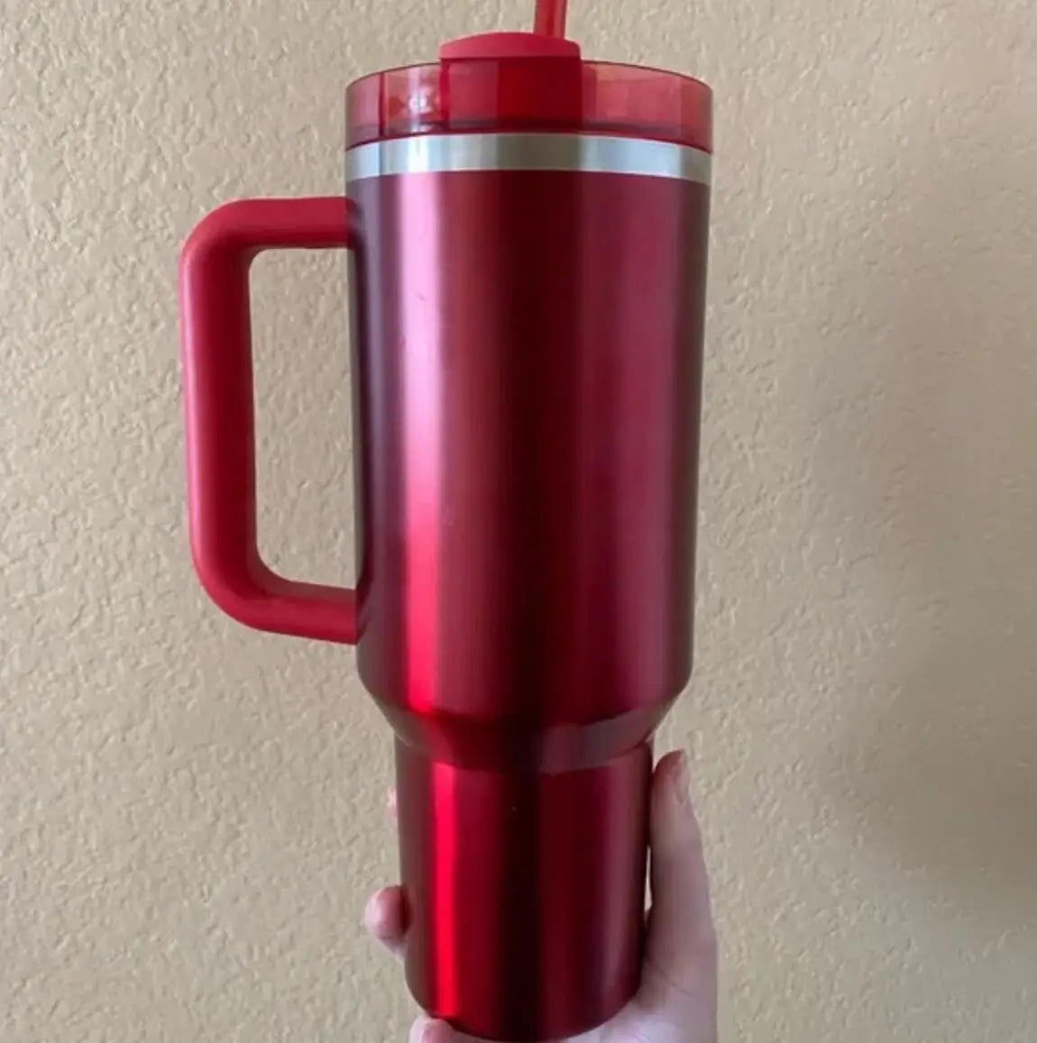 40oz Red Tumblers With Handle Car Mugs Insulated Tumbler With Lids Straw Stainless Steel Coffee Tumbler Termos Cups